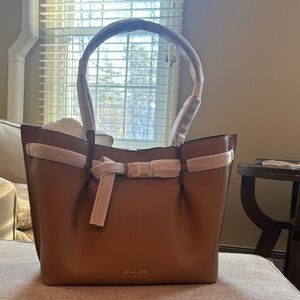 Michael Kors Tan Tote with Bow Accent - brand new